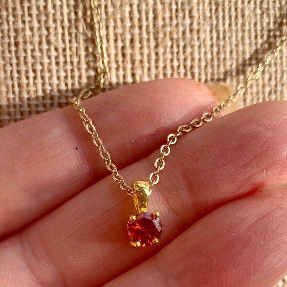 Pretty Faux Orange Sapphire Color Round Solitaire - Picture 1 of 9